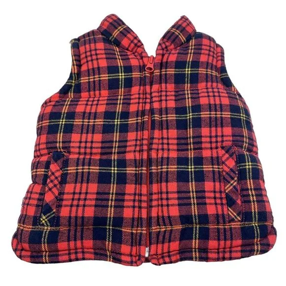 Old Navy Red Plaid Vest Sherpa Vest Red Buffalo Check Vest Unisex